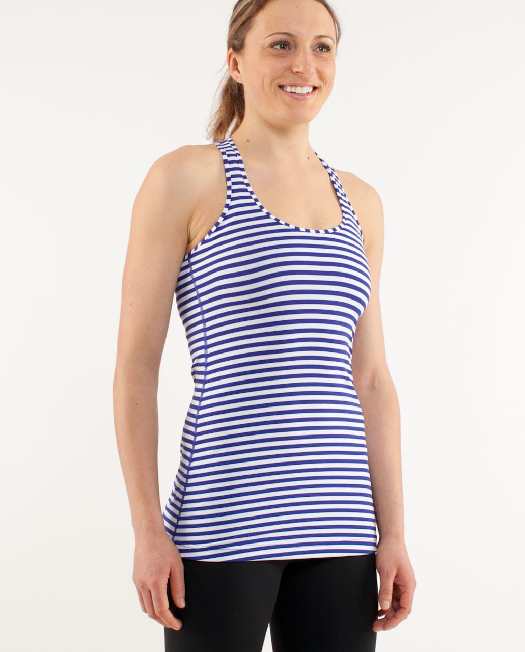 Lululemon Cool Racerback - Pigment Blue White Narrow Bold Stripe