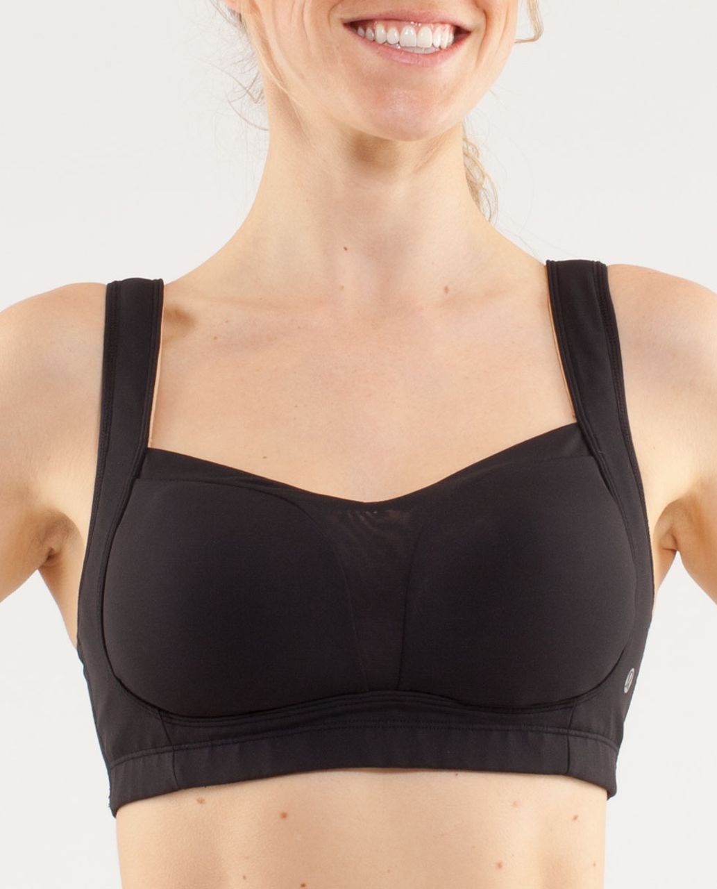 Lululemon Sports Bra 32C Ta Ta Tamer w/ Pads Black High Impact Running Bra