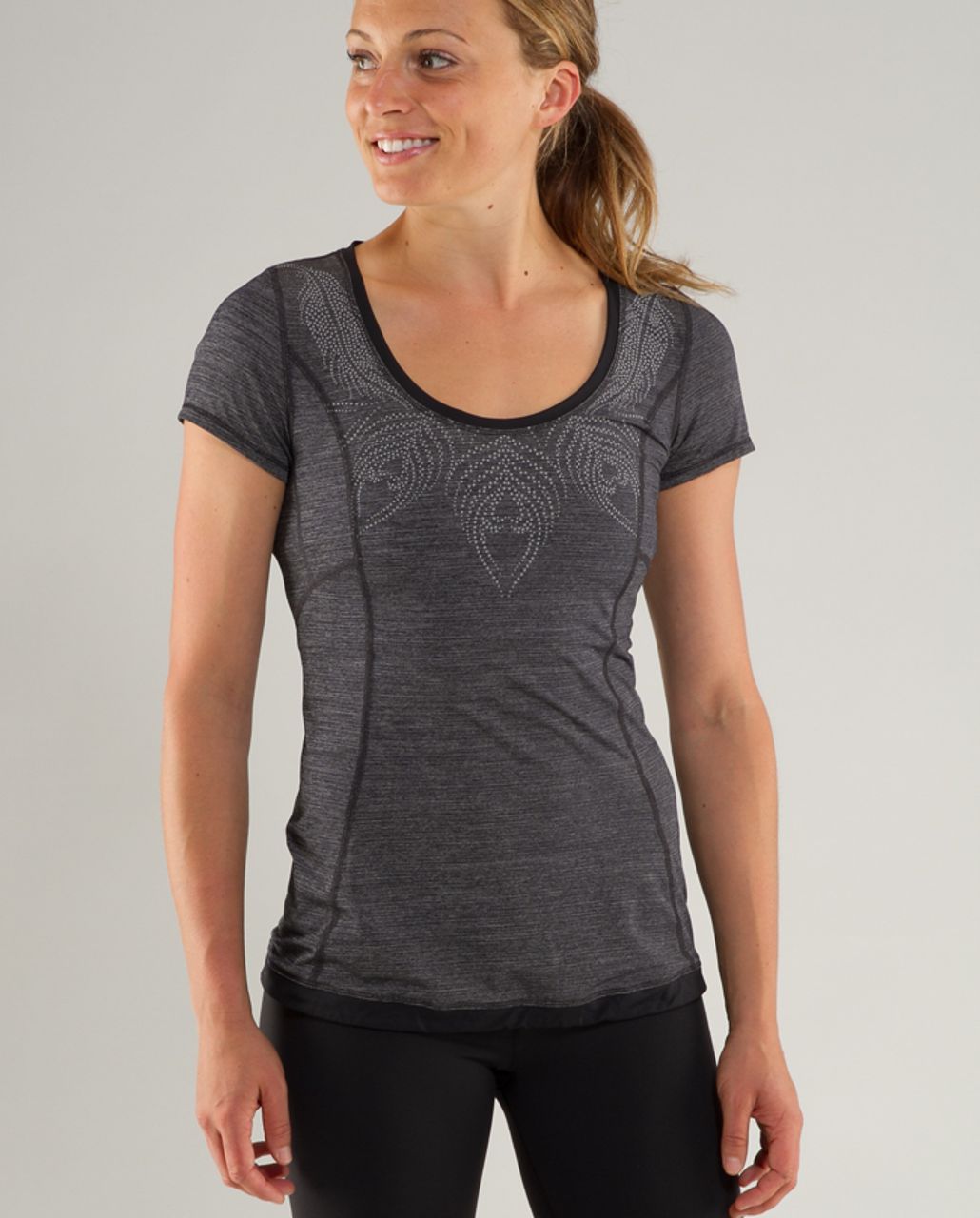 Lululemon Run:  Silver Bullet Short Sleeve Tech - Heathered Black