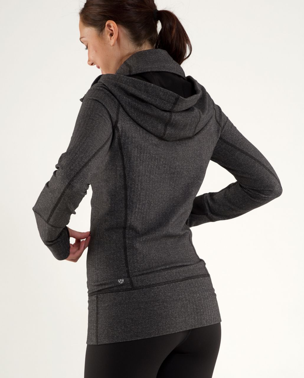 Lululemon Emerge Renewed Jacket - Black / Giant Herringbone Black Heathered  Black - lulu fanatics