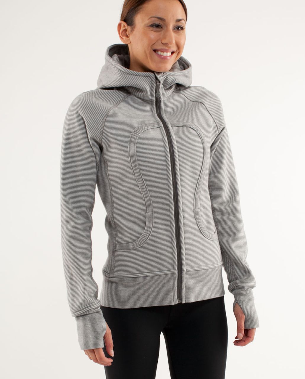 Lululemon Scuba Hoodie*Microstripe - Sidewalk /  Silver