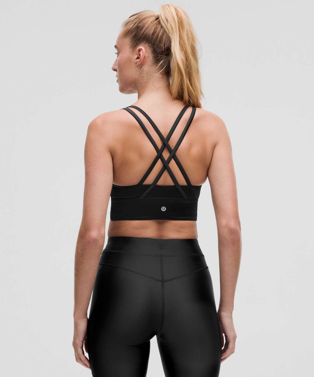 Lululemon Energy Longline Bra *Medium Support, B–D Cups Satin Shine - Black Lululemon Energy Longline Bra *Medium Support, B–D Cups Satin Shine - Black