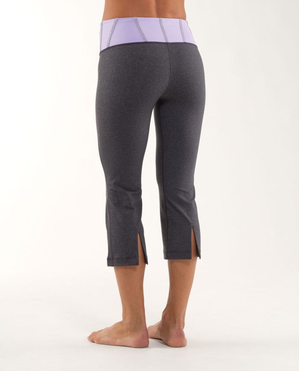 Lululemon Tadasana Slit Crop - Heathered Coal /  Lilac