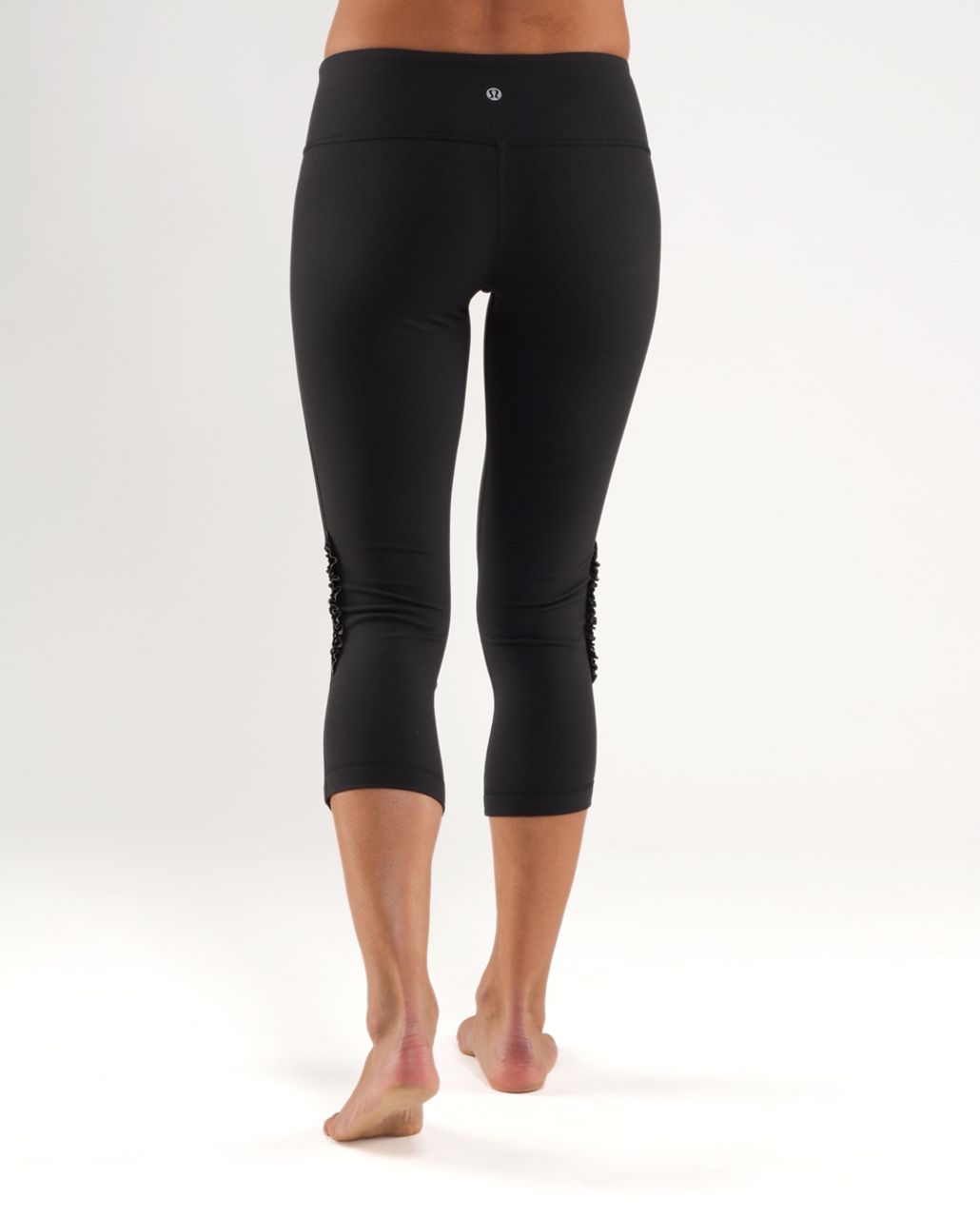 Lululemon Wunder Under Ruffle Side Crop Leggings Black High-Rise Size 4