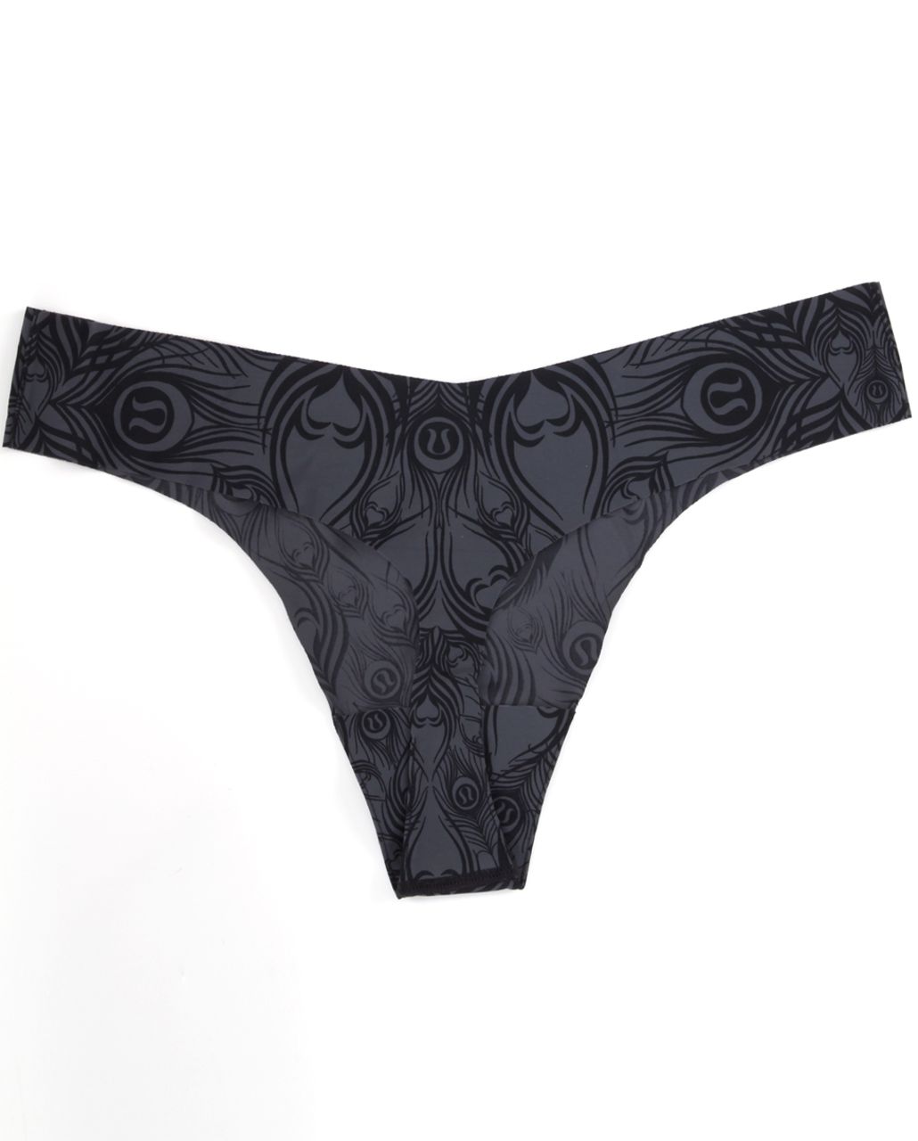 Lululemon Smooth Moves Thong - Black Peacock Lace Print