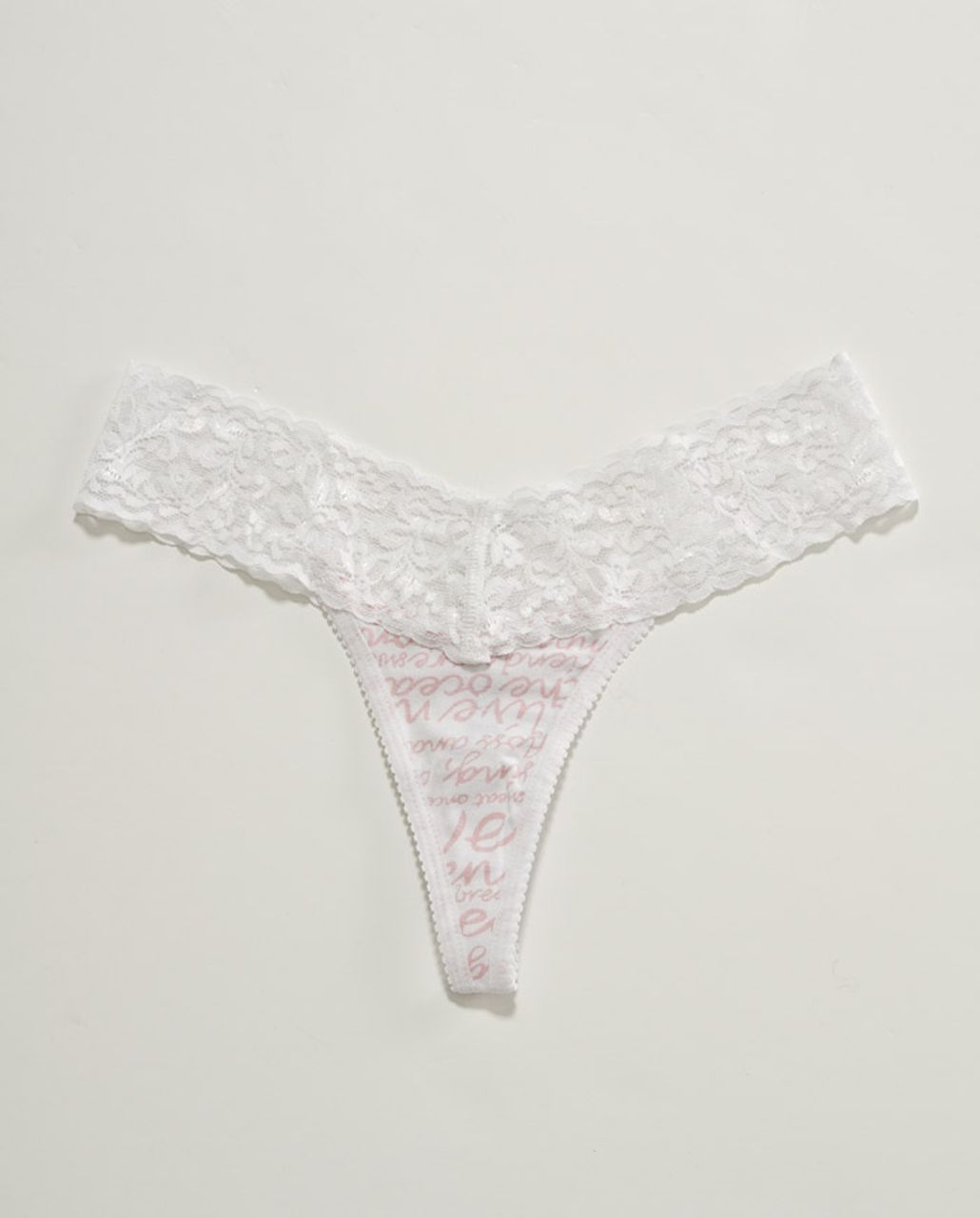 Lululemon Lacey Luluthong - Pink White Manifesto In A Bottle Print