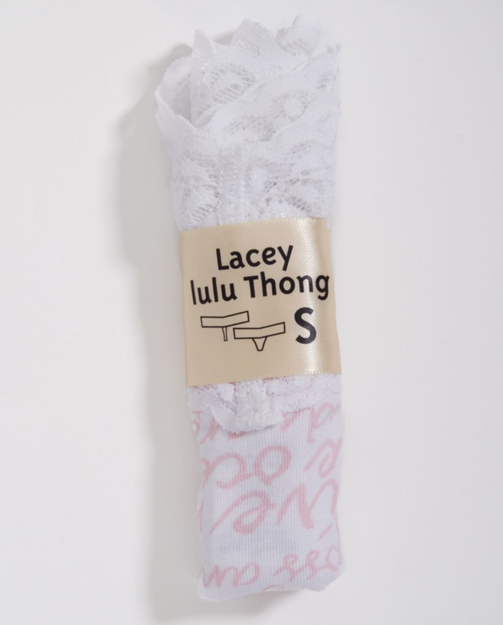 Lululemon Lacey Luluthong - Pink White Manifesto In A Bottle Print