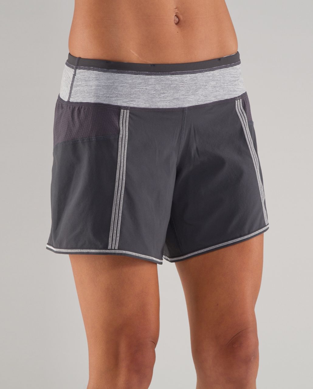 Lululemon Run:  The Fastest Short - Coal /  Heathered Coal Wee Stripe