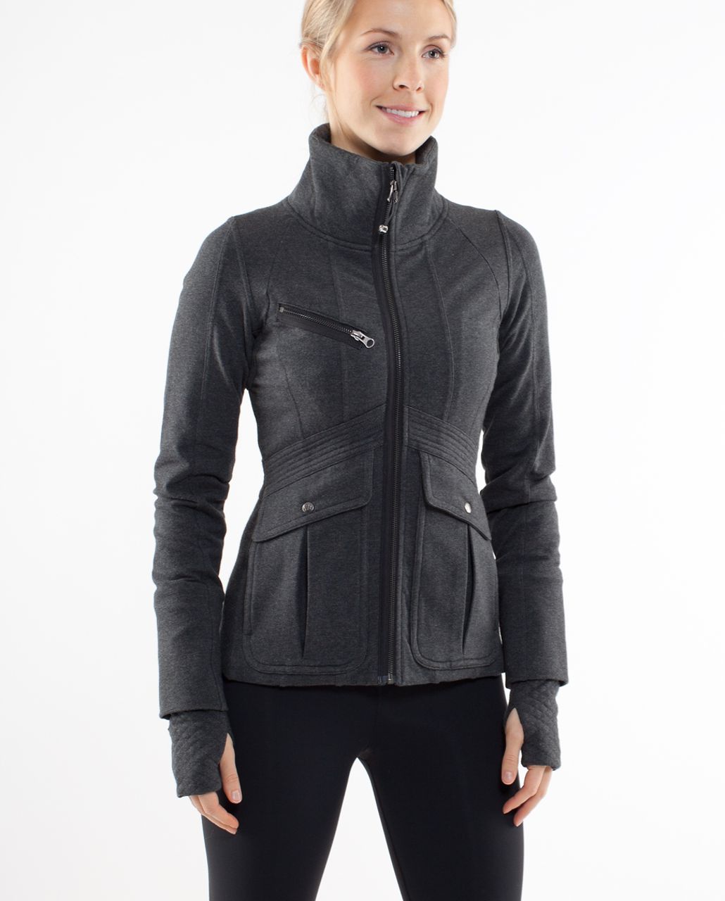 lululemon athletica, Tops, Lululemon In Stride Jacket Blackheathered Coal