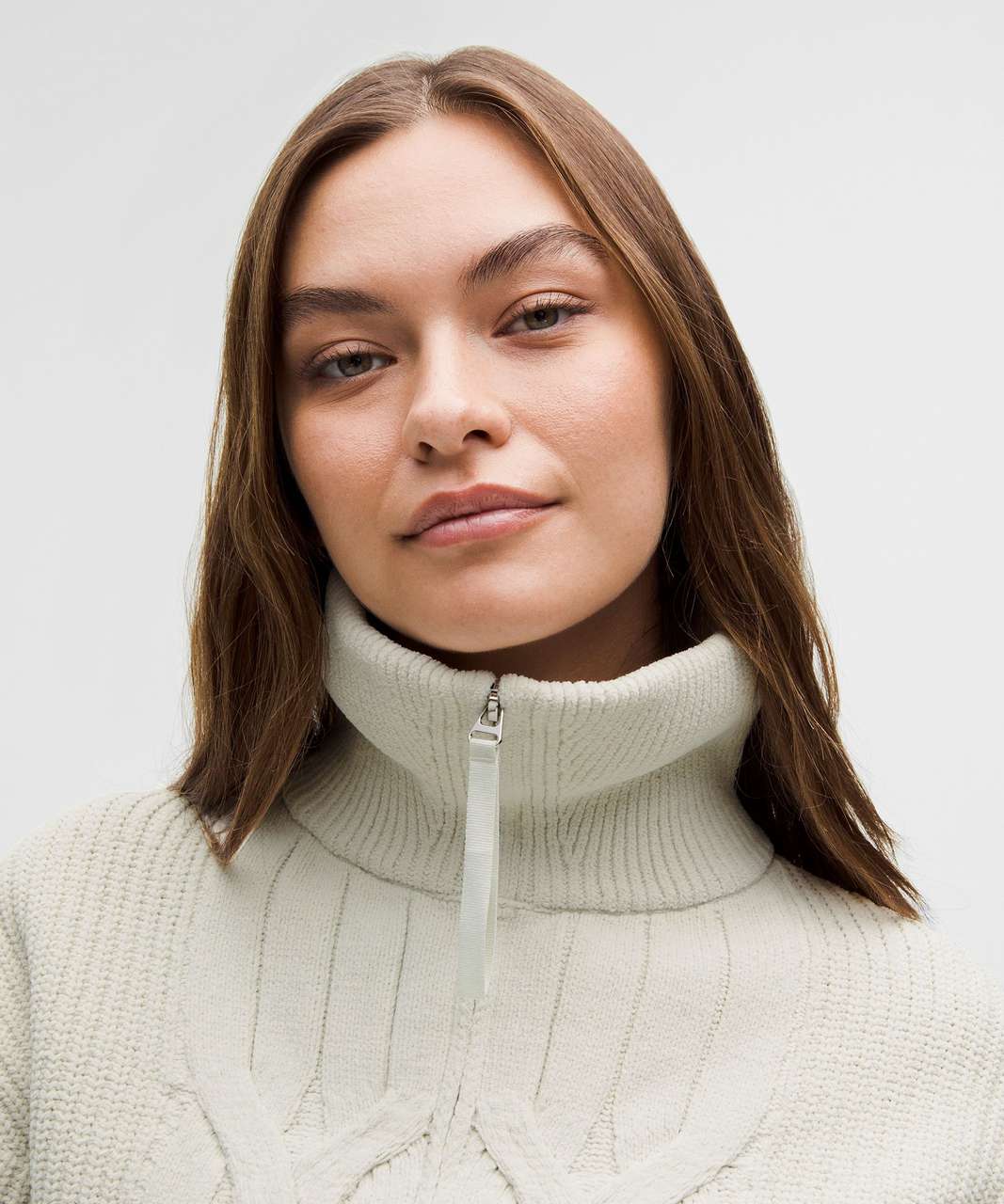 Lululemon Cable-Knit Oversized Half Zip - Bone - lulu fanatics Lululemon Cable-Knit Oversized Half Zip - Bone - lulu fanatics