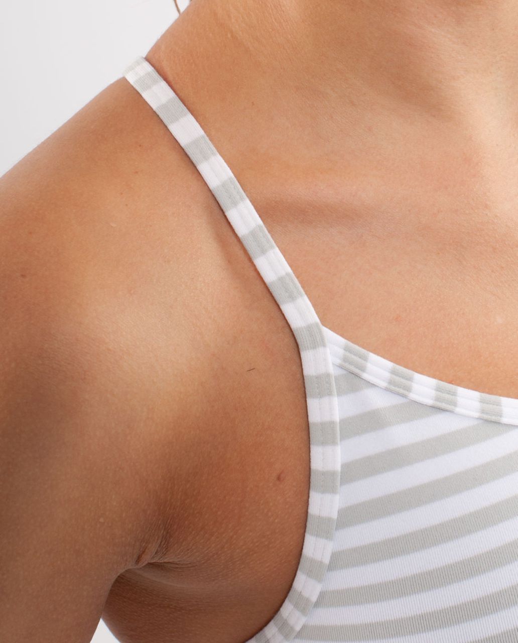 Lululemon Flow Y Bra IV - Silver Spoon White Narrow Bold Multi Stripe