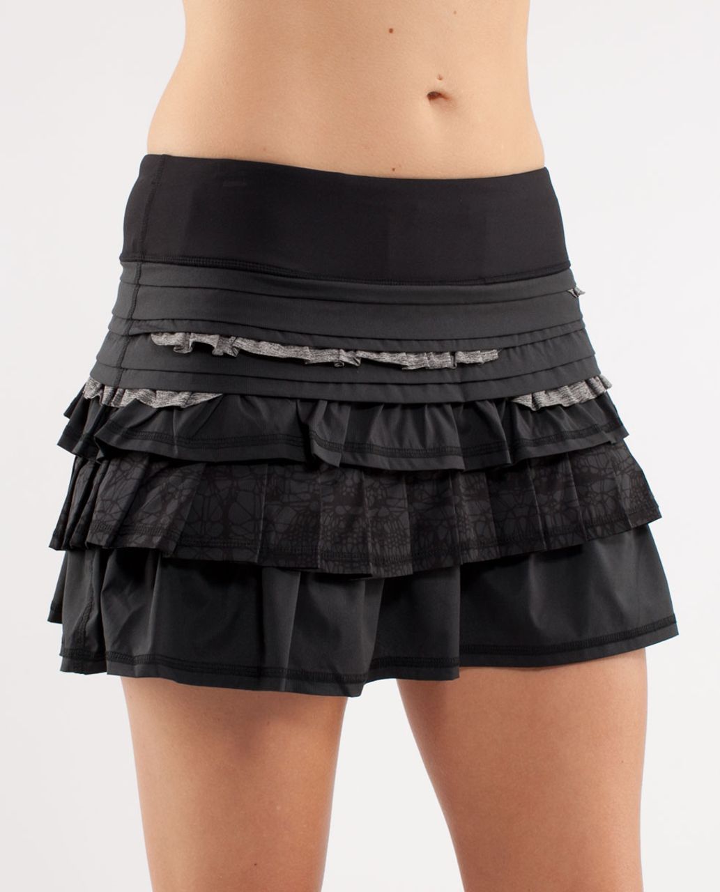 Lululemon Run:  Back On Track Skirt - Black /  Heathered Black