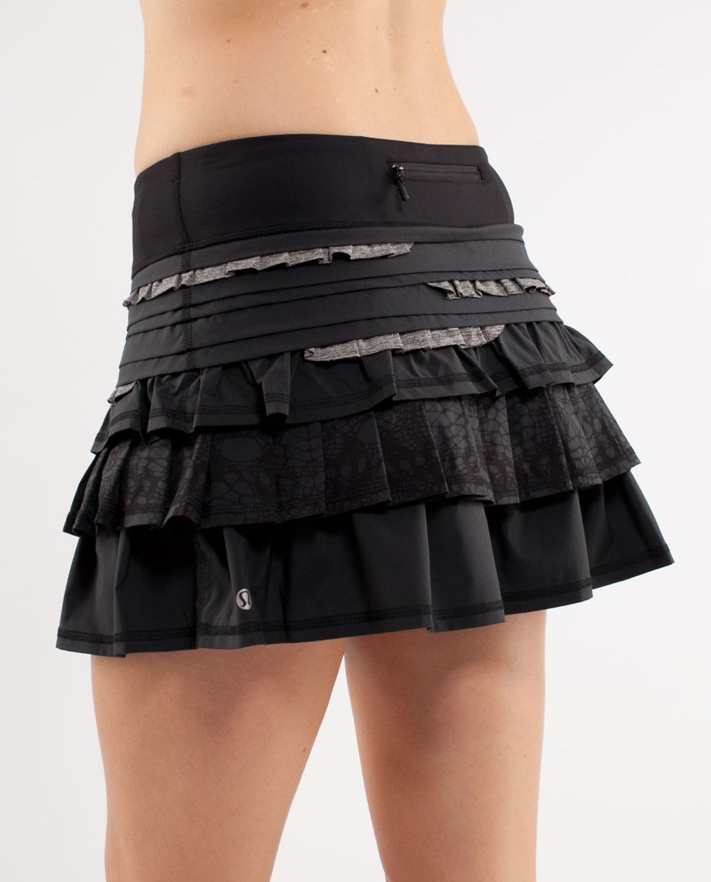 Lululemon Run:  Back On Track Skirt - Black /  Heathered Black