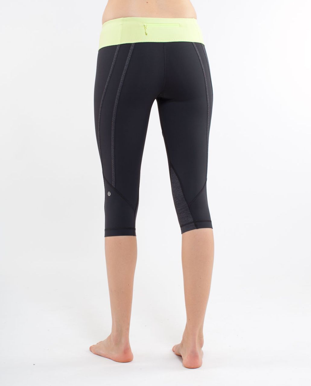 Lululemon Run:  For It Crop - Deep Coal /  Wild Lime