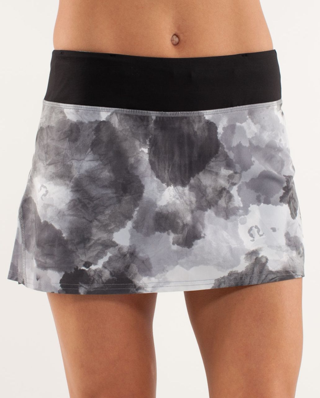 Lululemon Run:  Pace Setter Skirt - White Coal Tinted Canvas Super /  Black