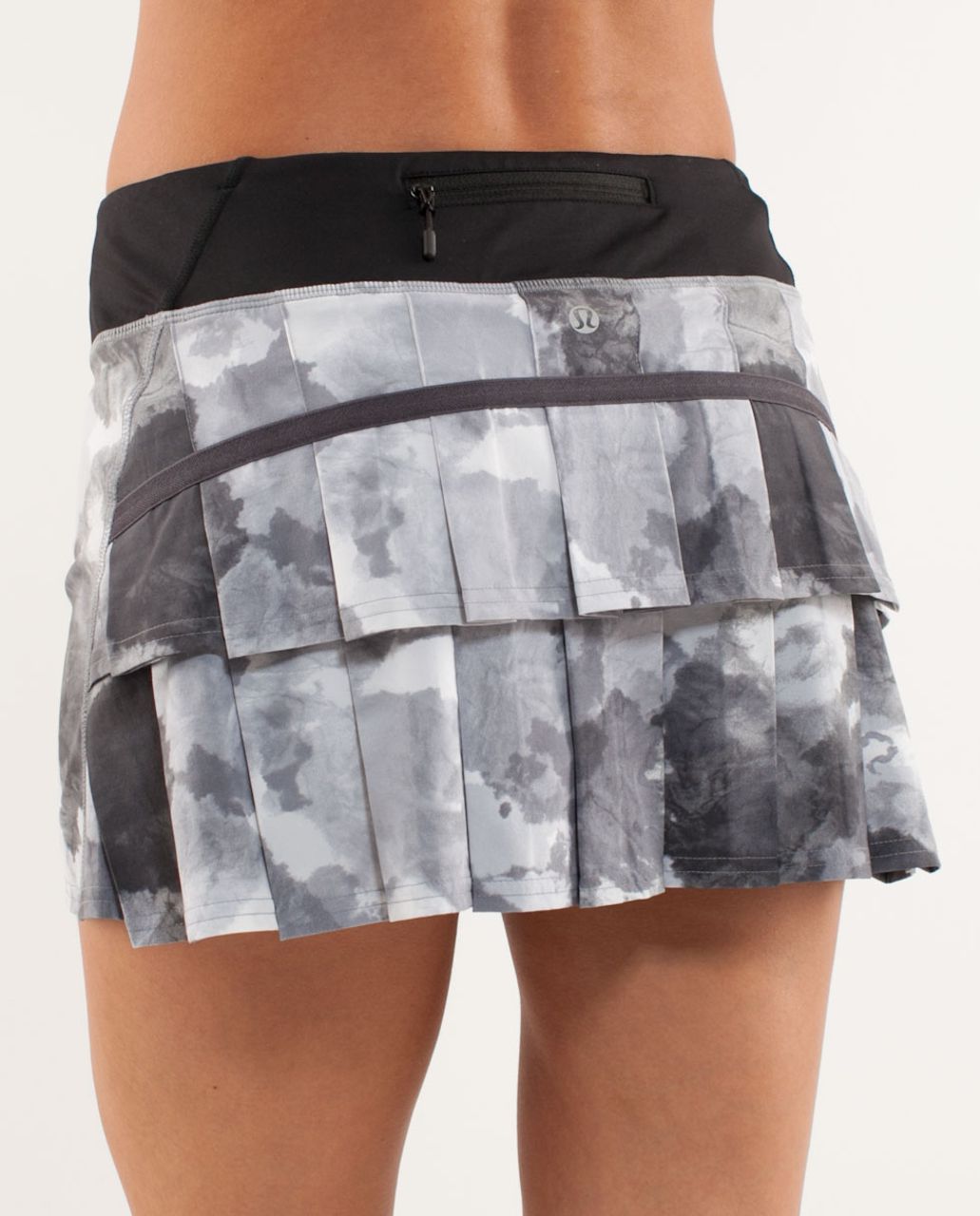 Lululemon Run:  Pace Setter Skirt - White Coal Tinted Canvas Super /  Black