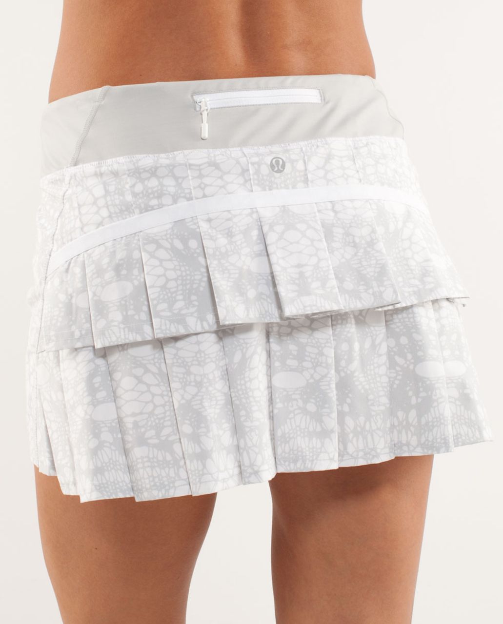 Lululemon Run:  Pace Setter Skirt - White /  Reflective Glacier Lace