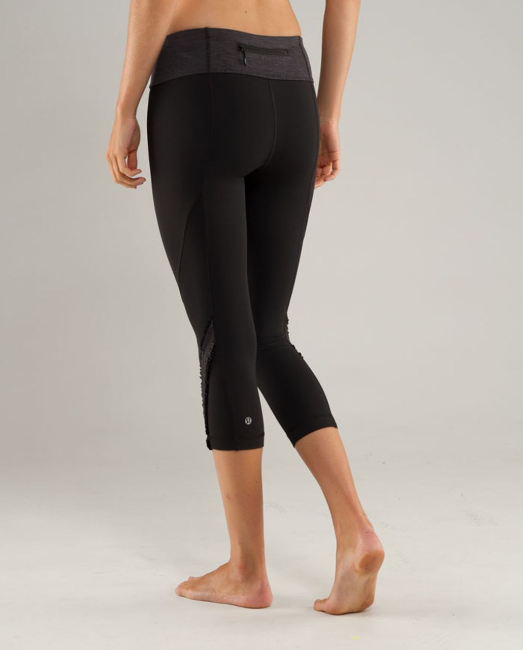 Lululemon Run:  Full Tilt Crop - Black /  Heathered Black