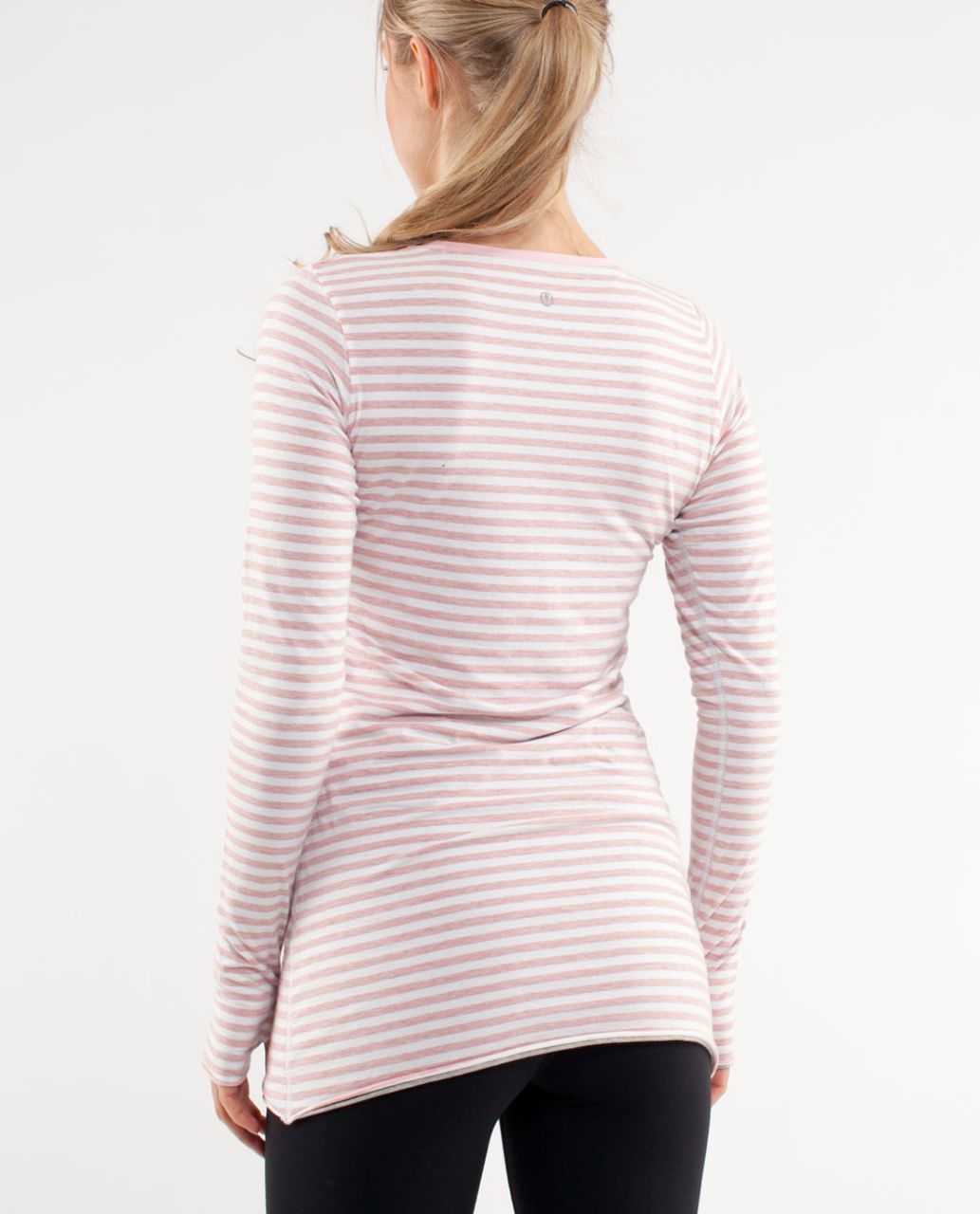 Lululemon Cabin Long Sleeve Tee II - Heathered Pig Pink White Narrow Bold Multi Stripe /  Heathered Silver Spoon