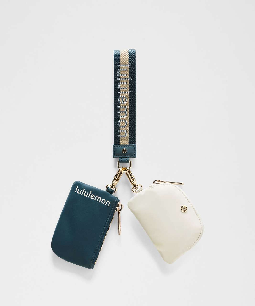 Lululemon Dual Pouch Wristlet *Wordmark - Warp Teal / Gold Lululemon Dual Pouch Wristlet *Wordmark - Warp Teal / Gold