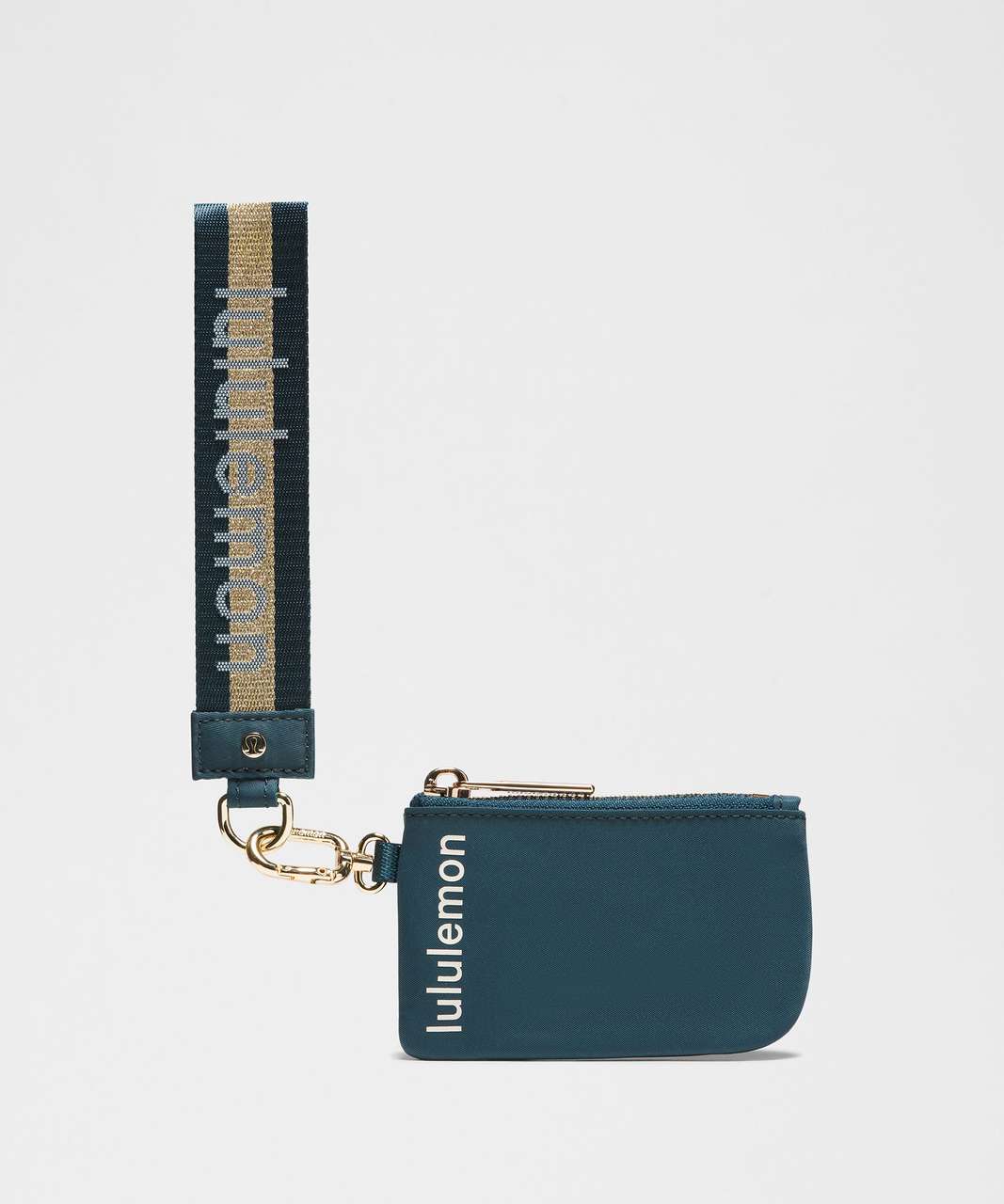 Lululemon Dual Pouch Wristlet *Wordmark - Warp Teal / Gold Lululemon Dual Pouch Wristlet *Wordmark - Warp Teal / Gold