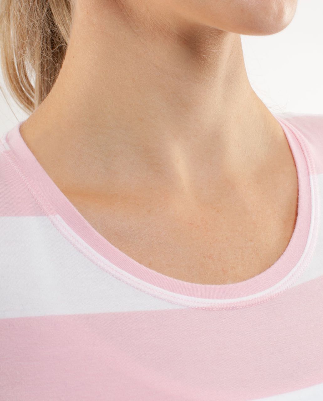 Lululemon Lively Crewneck Tee *Vitasea - Heathered Pig Pink White Wide Bold Multi Stripe