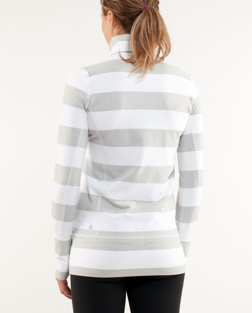 Lululemon In Stride Jacket *Brushed - White Silver Spoon Wide Bold Multi Stripe /  Silver Spoon