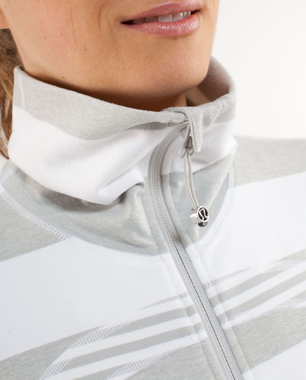 Lululemon In Stride Jacket *Brushed - White Silver Spoon Wide Bold Multi Stripe /  Silver Spoon