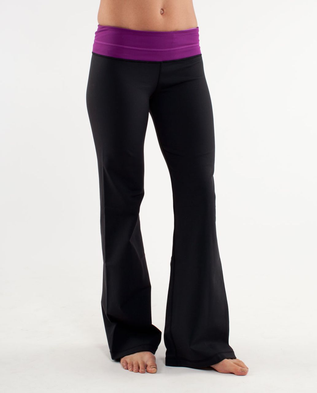 Women's Lululemon Black/Purple Groove Yoga Pants Flare Leggings Drawstring  8/10