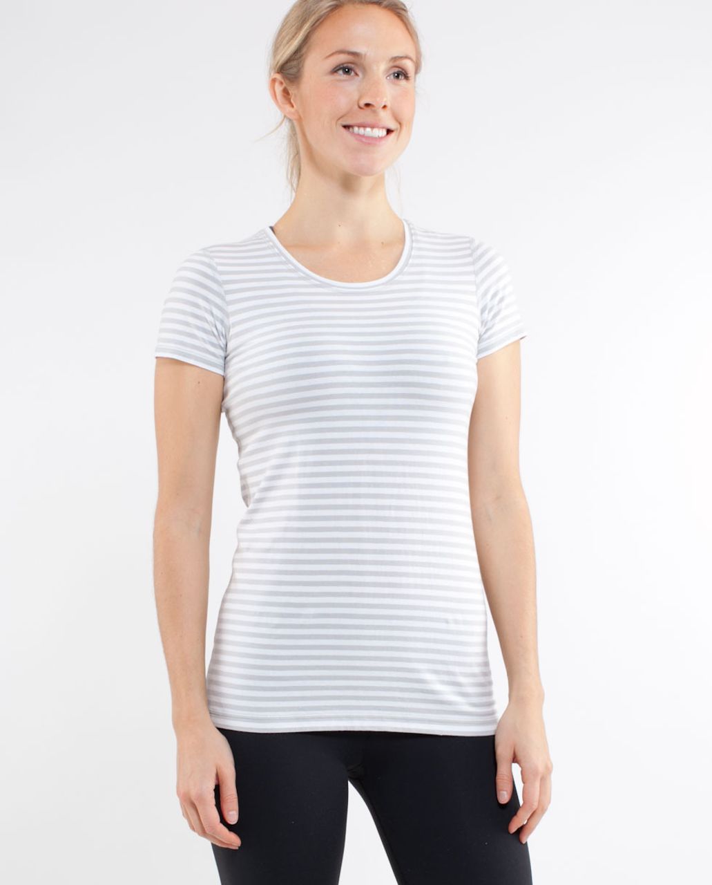 Lululemon Lively Crewneck Tee *Vitasea - Silver Spoon White Narrow Bold Multi Stripe