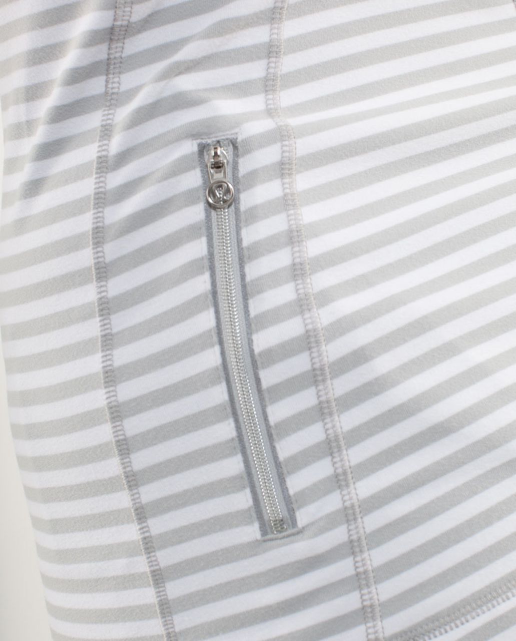 Lululemon Run:  Back On Track Pullover - Silver Spoon White Narrow Bold Multi Stripe /  Heathered Silver Spoon