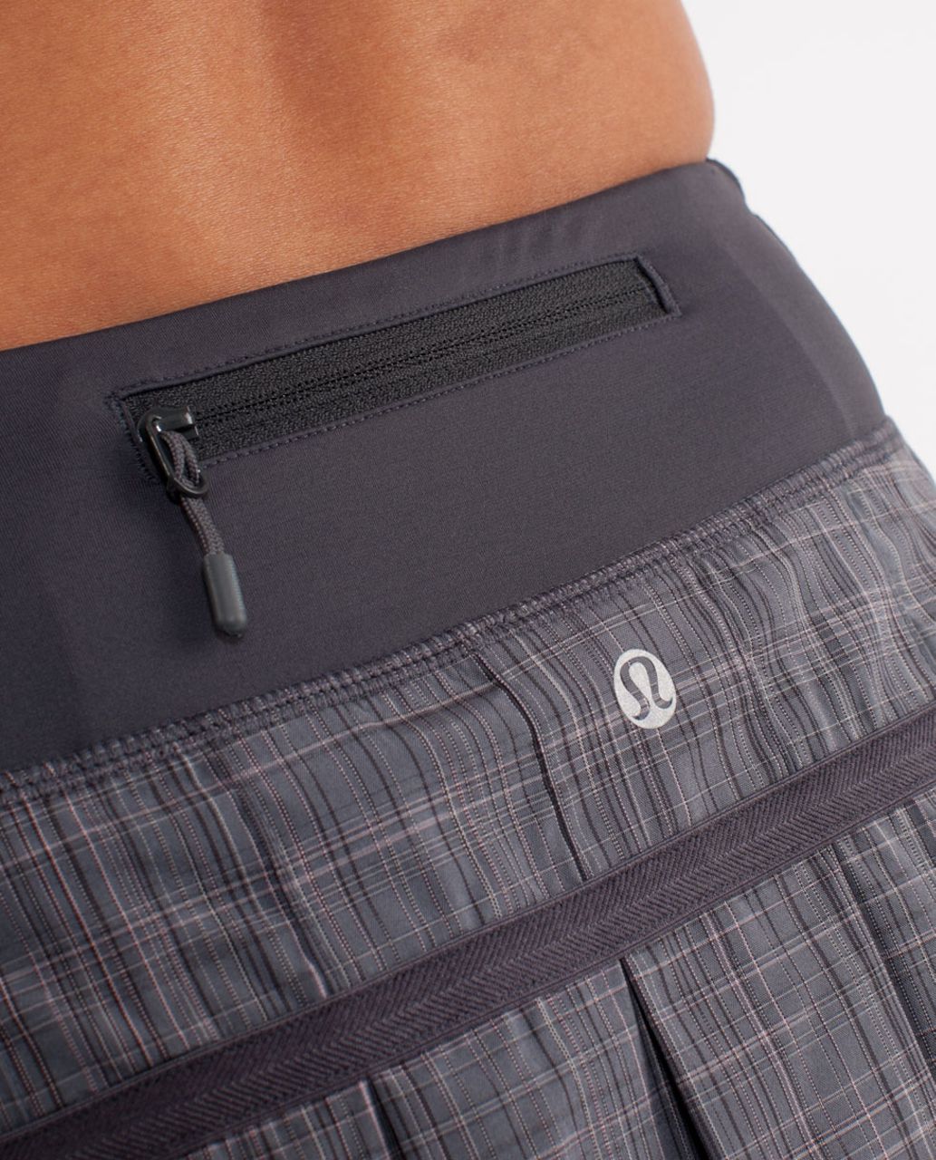 Lululemon Run:  Pace Setter Skirt - Coal Pig Pink Shale Stripe /  Coal