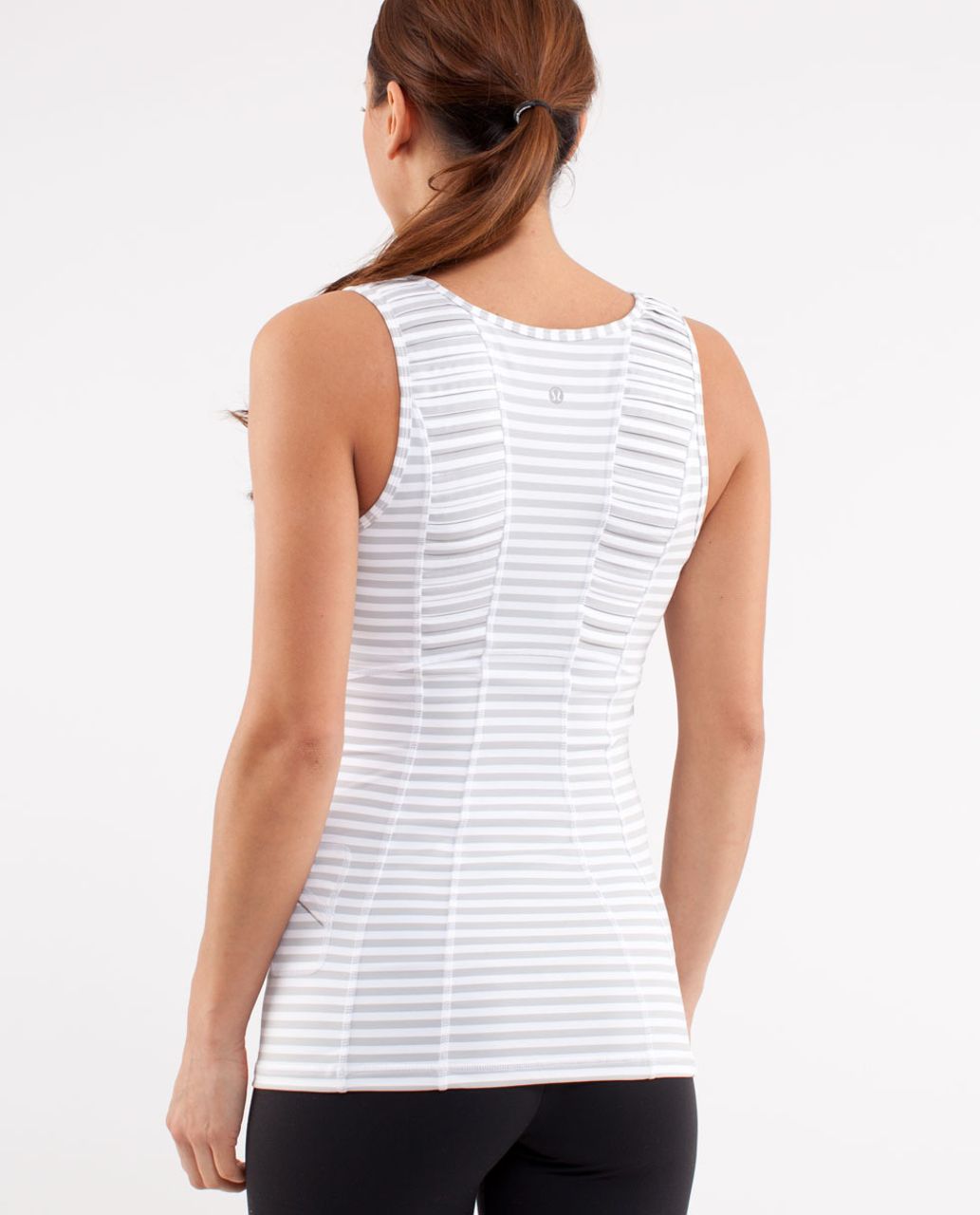 Lululemon Run:  Stay On Course Tank - Silver Spoon White Narrow Bold Multi Stripe