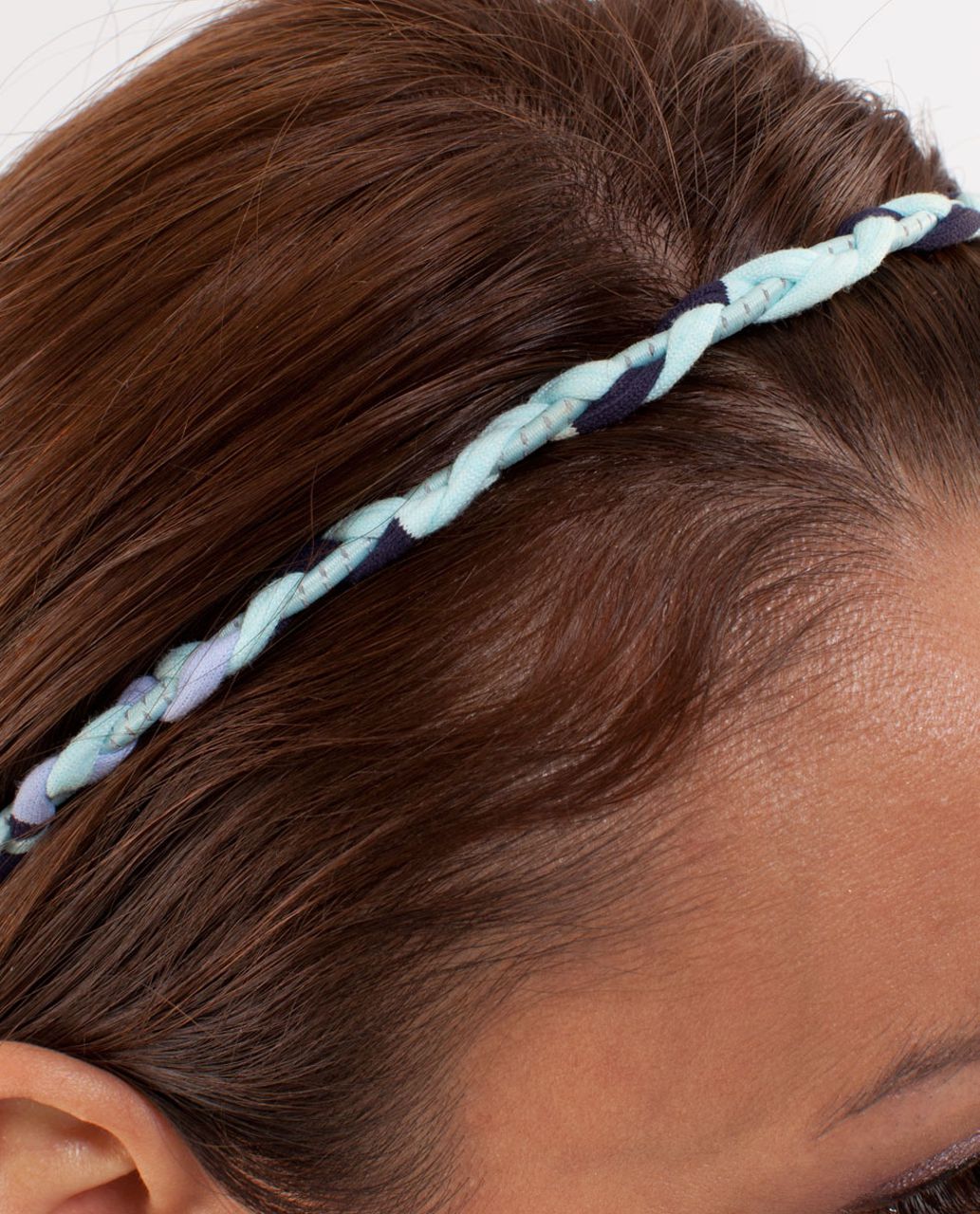 Lululemon Braided Headband - Heathered Aqua Marine /  Discover Stripe White Deep Indigo