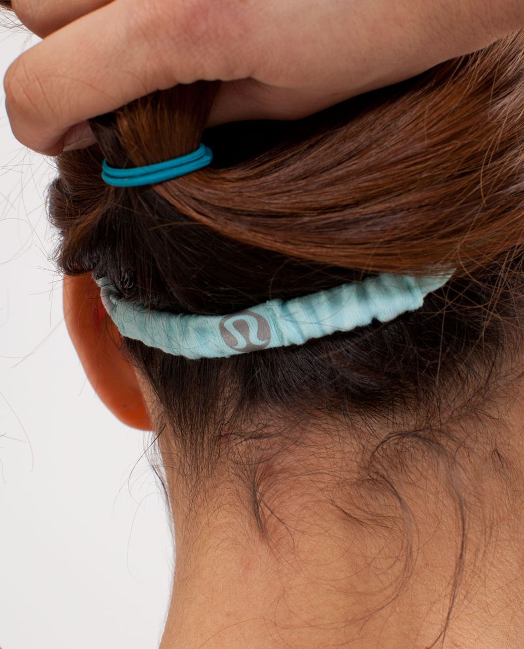 Lululemon Braided Headband - Heathered Aqua Marine /  Discover Stripe White Deep Indigo