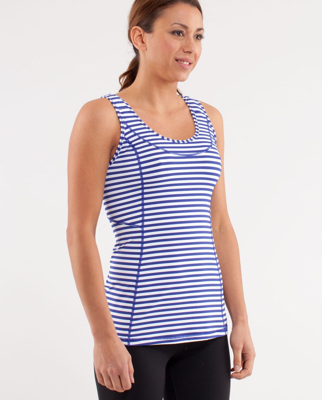 Lululemon Run:  Stay On Course Tank - Pigment Blue White Microstripe