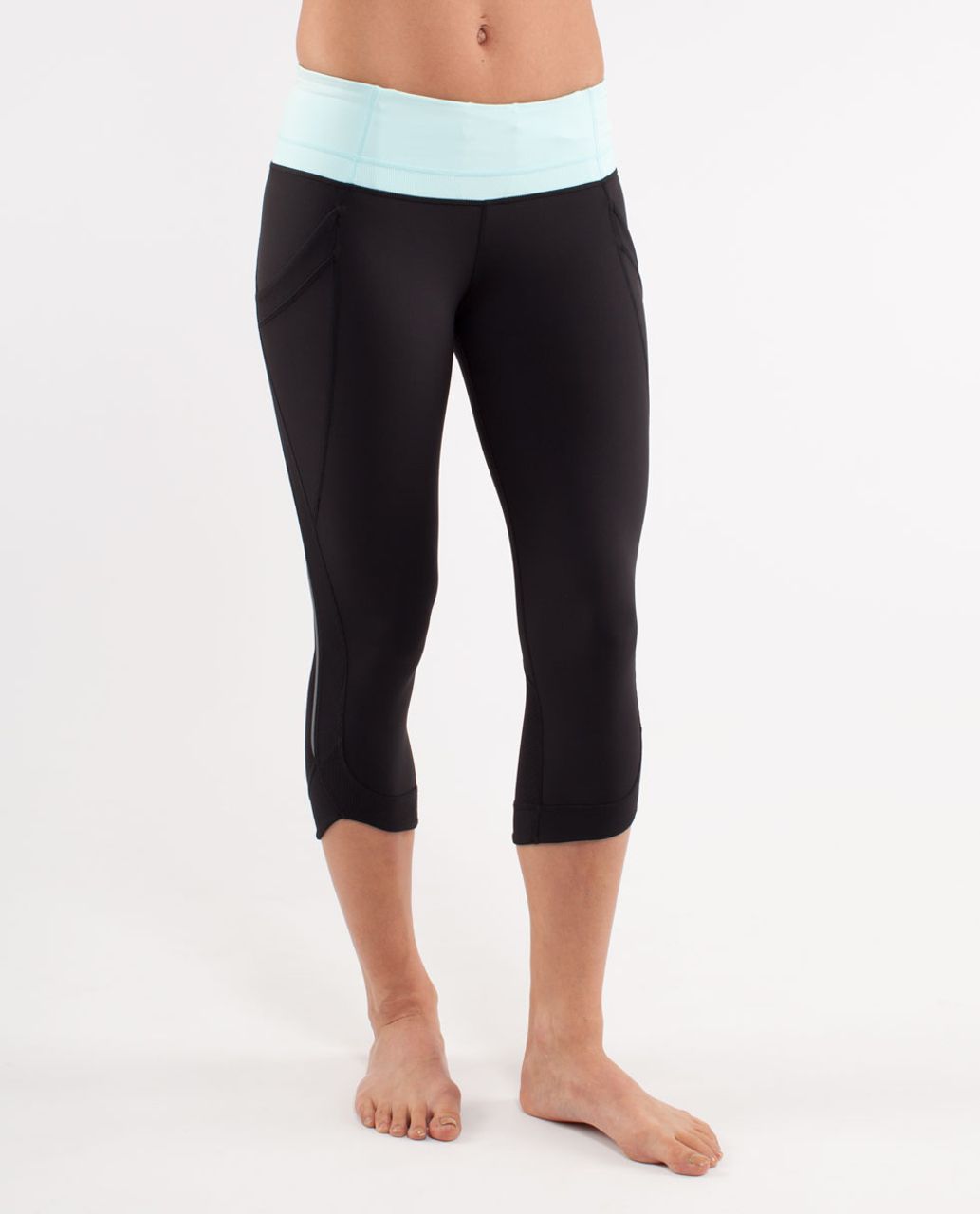 Lululemon Run: Chase Me Crop - Black / Aquamarine - lulu fanatics