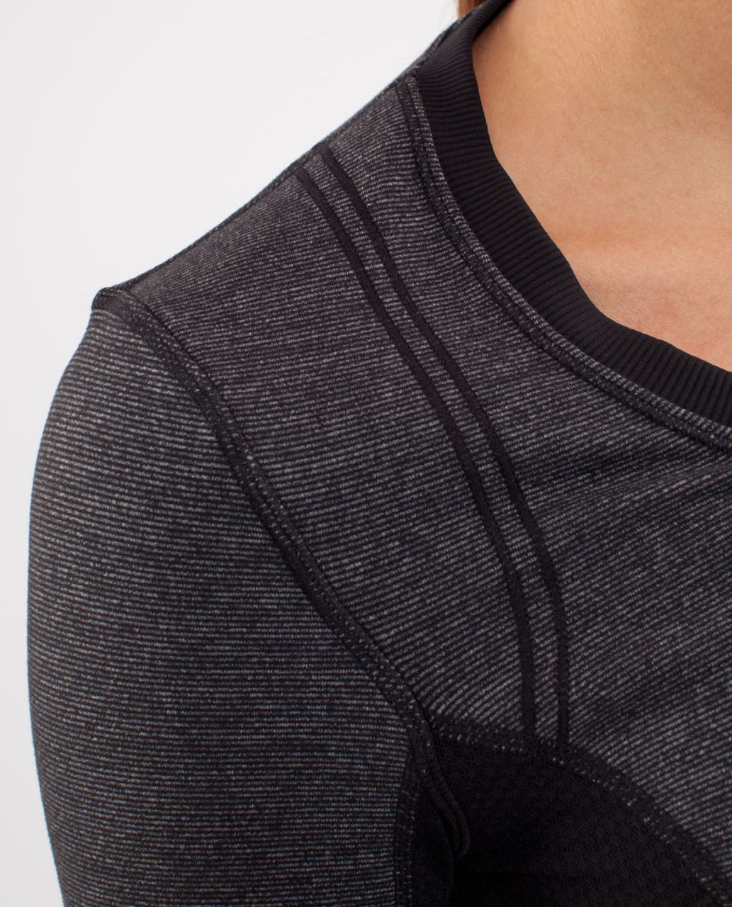 Lululemon Run:  Switch Back Long Sleeve - Black /  Wee Stripe Black Heathered Black