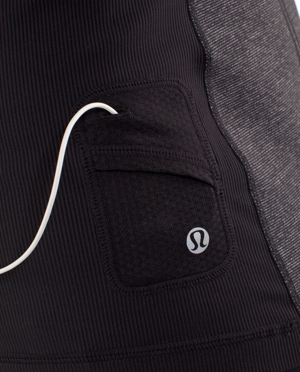 Lululemon Run:  Switch Back Long Sleeve - Black /  Wee Stripe Black Heathered Black