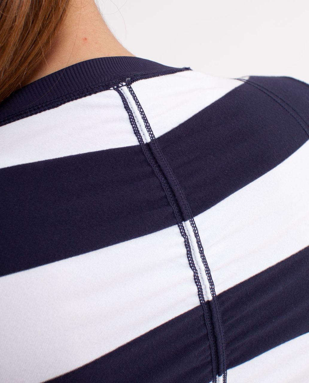 Lululemon Run:  Switch Back Long Sleeve - Wide Bold Stripe White Deep Indigo /  Deep Indigo