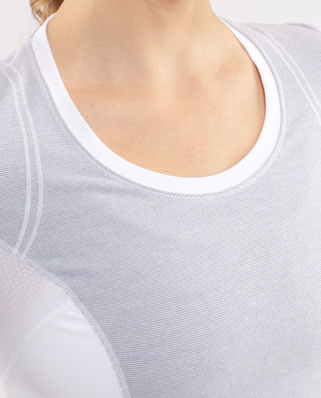 Lululemon Run:  Switch Back Long Sleeve - White /  Wee Stripe White Heathered Fossil