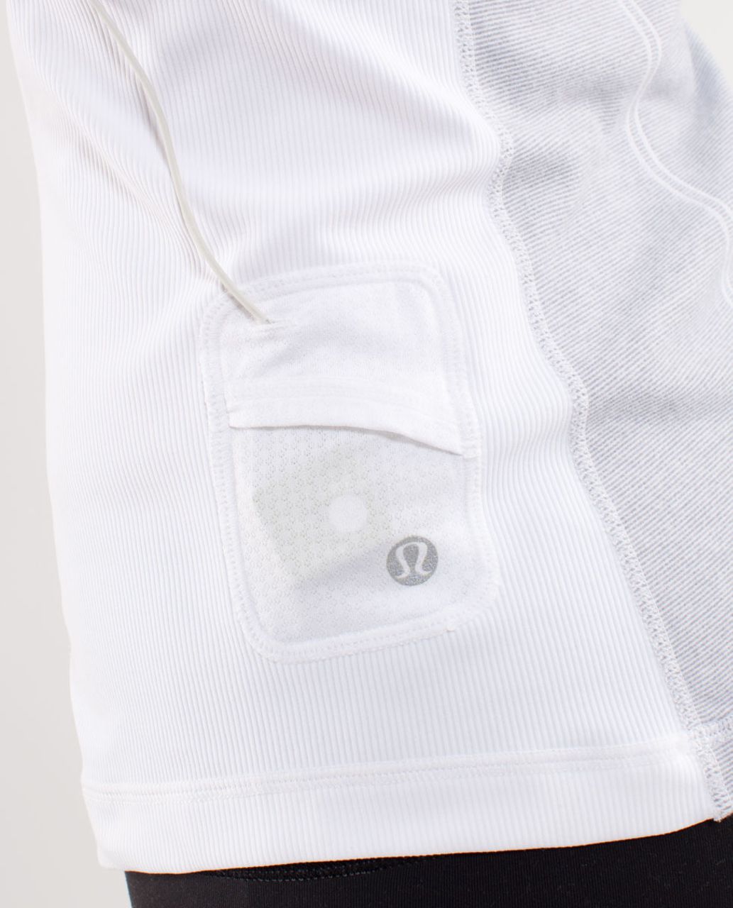 Lululemon Run:  Switch Back Long Sleeve - White /  Wee Stripe White Heathered Fossil