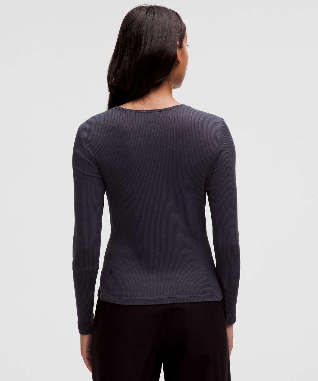 Lululemon Sheer Cotton Ribbed Crewneck Long-Sleeve Shirt - Black Night