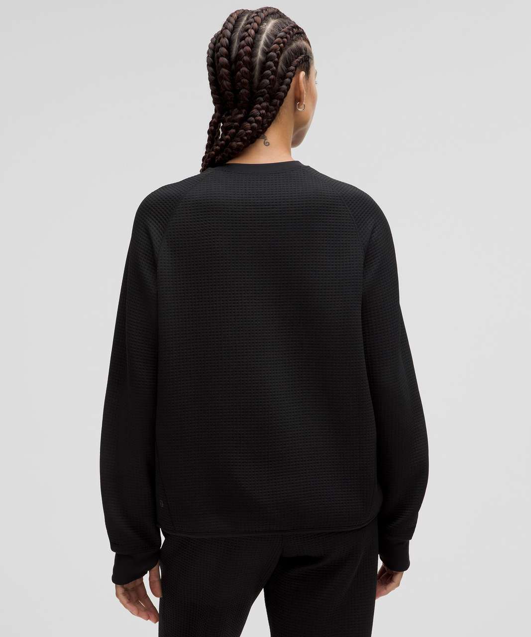 Lululemon Waffle-Knit Crewneck Long-Sleeve Shirt - Black / Black