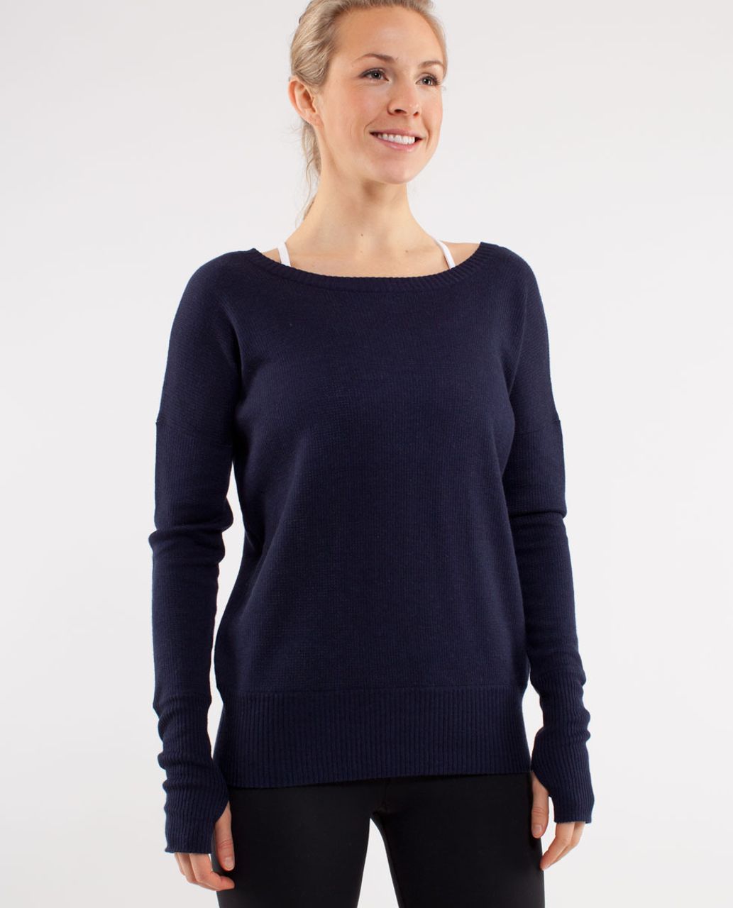 Lululemon Yin Me Pullover - Heathered Deep Indigo /  White