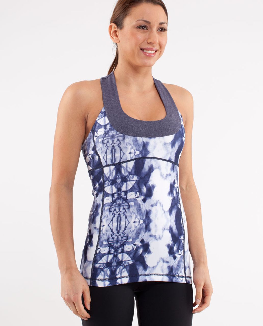 Lululemon Scoop Neck Tank - Ink Blot White Deep Indigo /  Heathered Deep Indigo