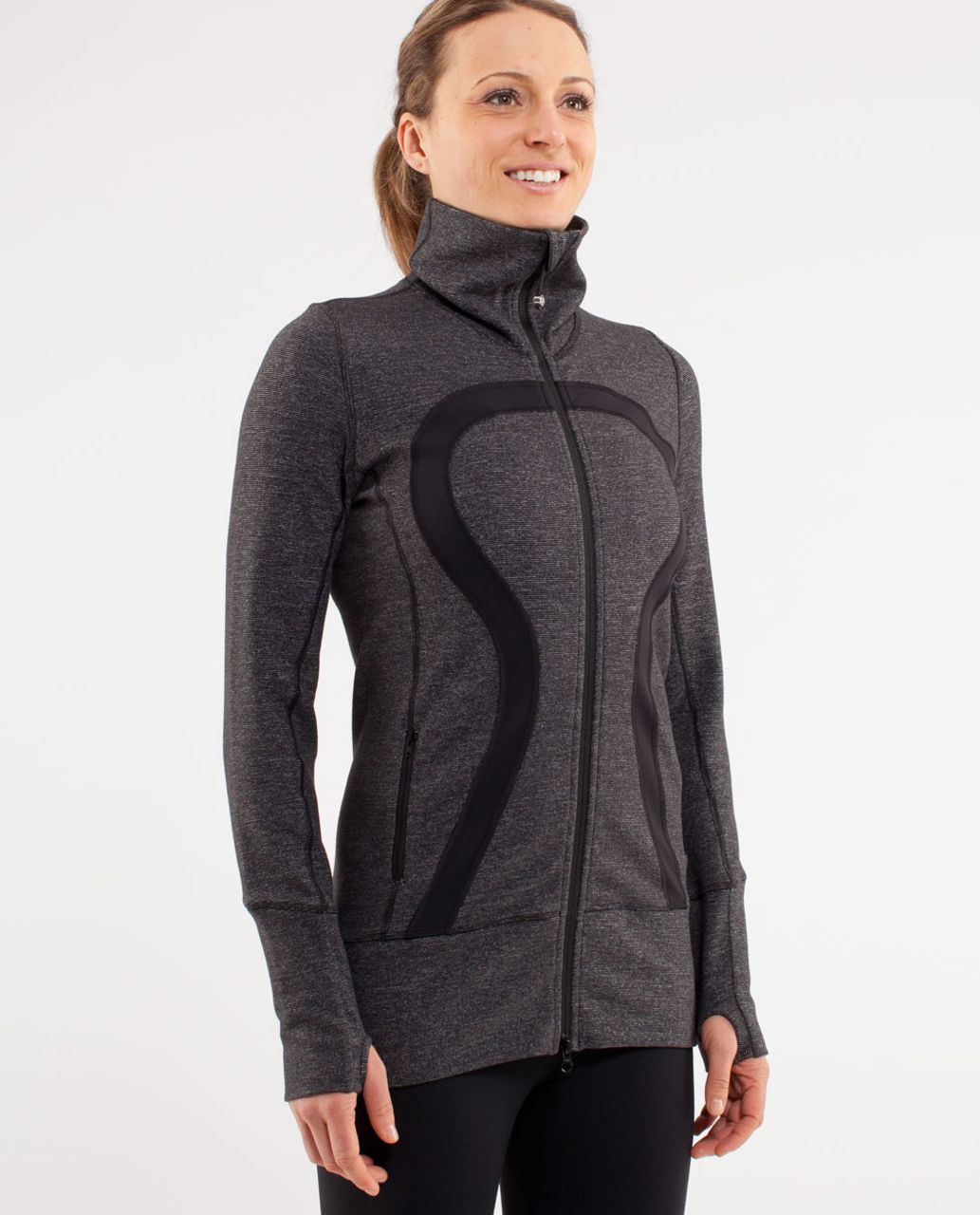 Lululemon In Stride Jacket - Black / Wee Stripe Black Heathered Black - lulu  fanatics