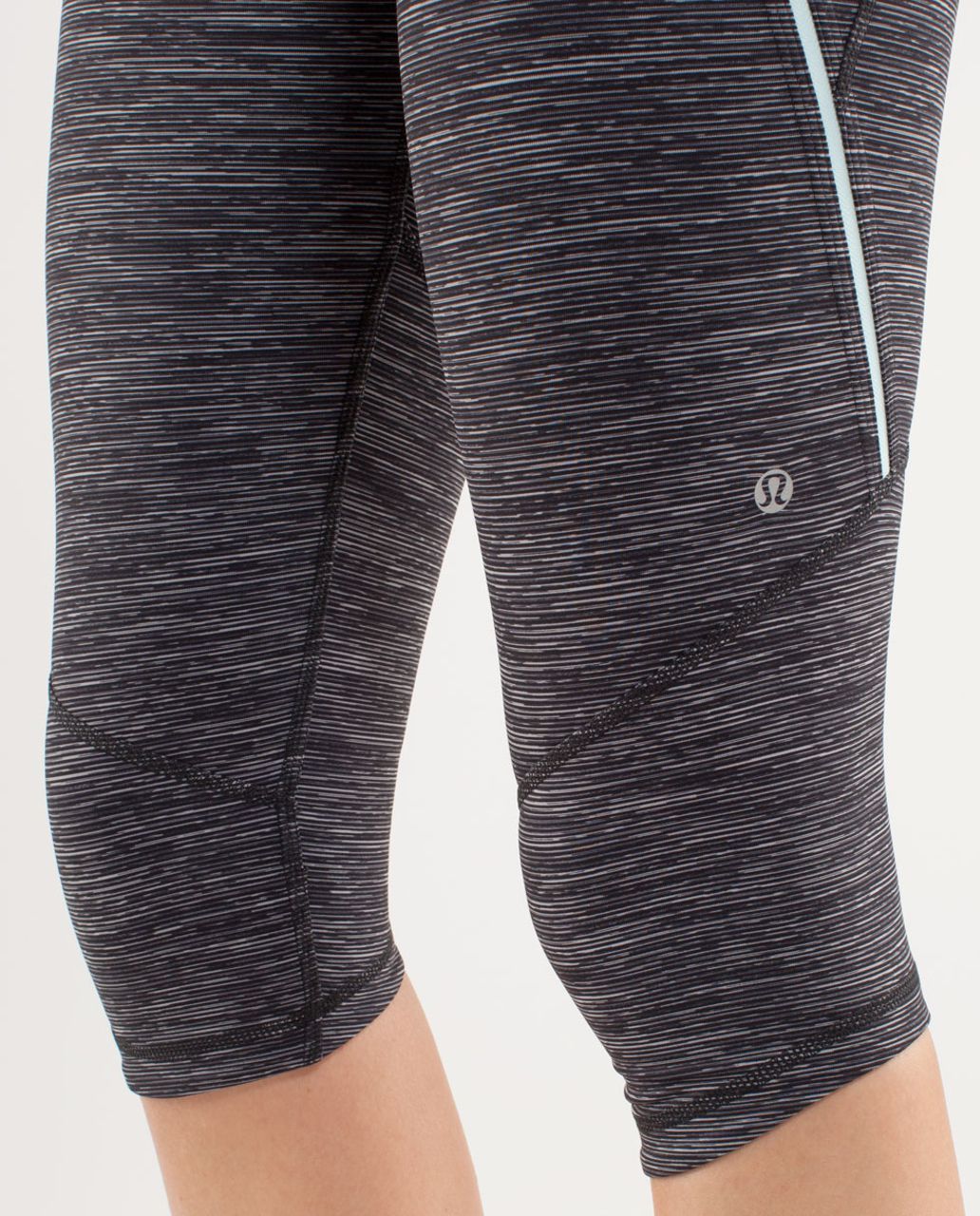 Lululemon Run:  Excel Crop - Wee Are From Space Black Combo /  Aquamarine