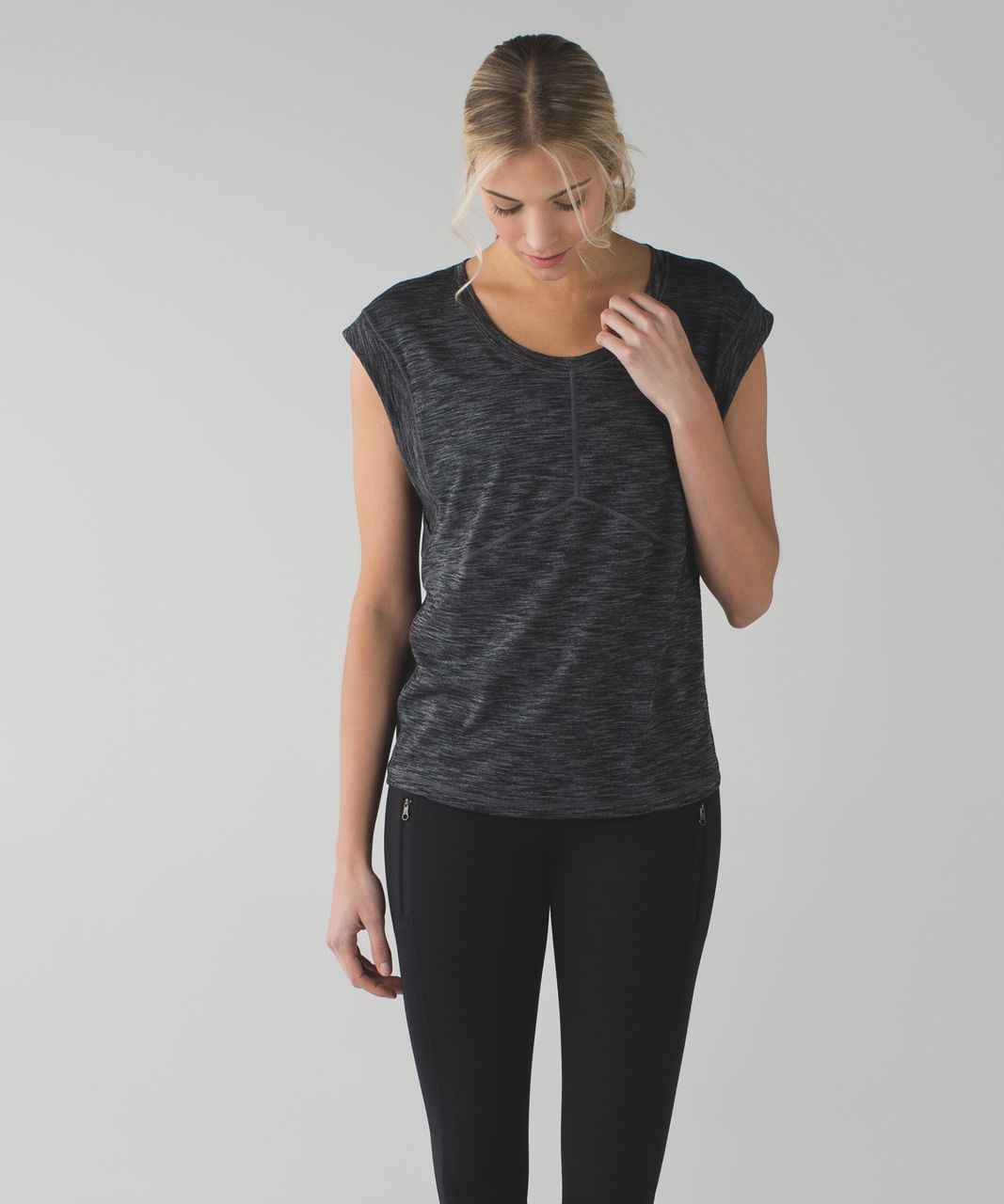 Lululemon Get Sweat Tee - Heathered Black / Black