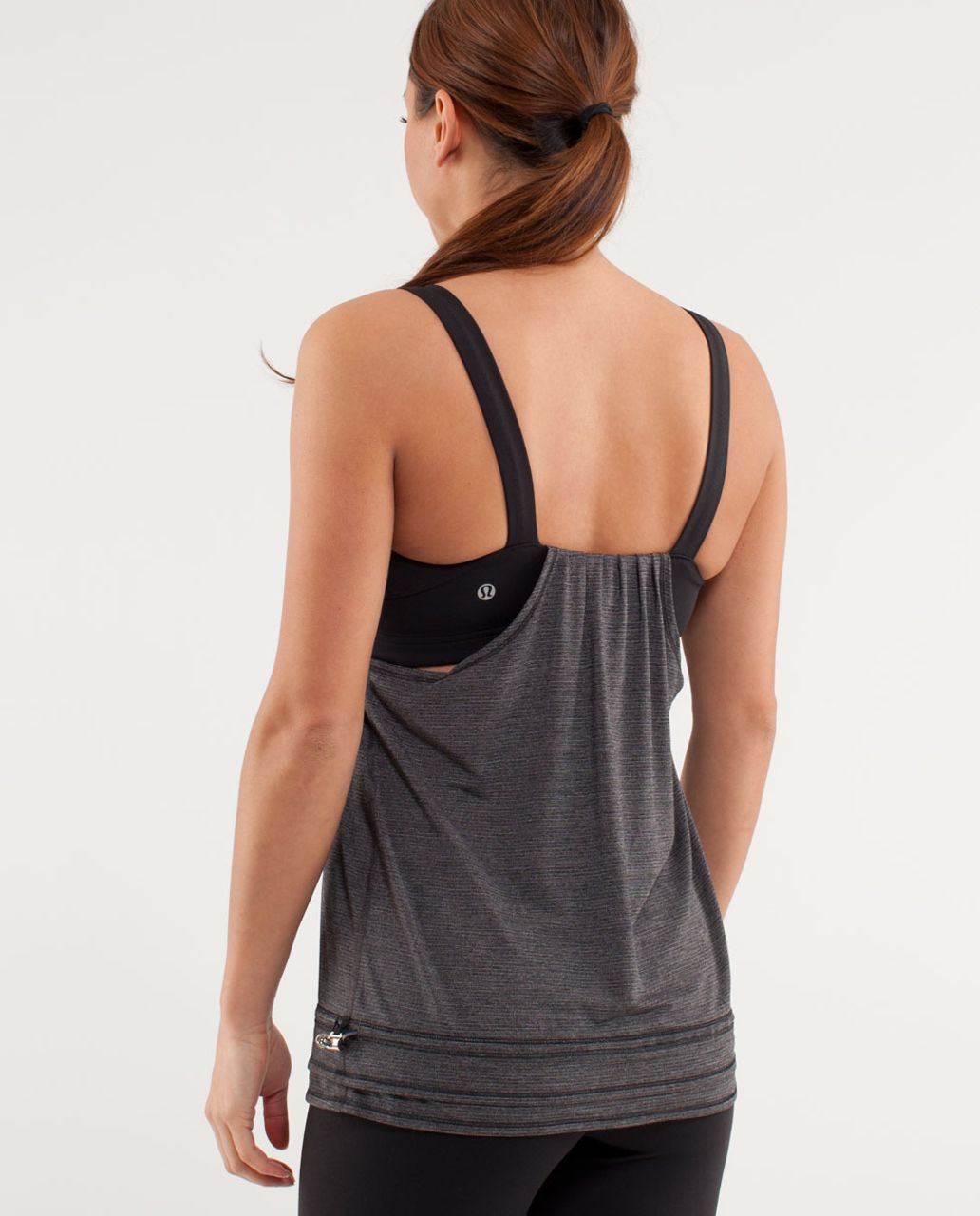 Lululemon Back on Track Tank Top Size 4 Padded Bra Loose Fit Green Black